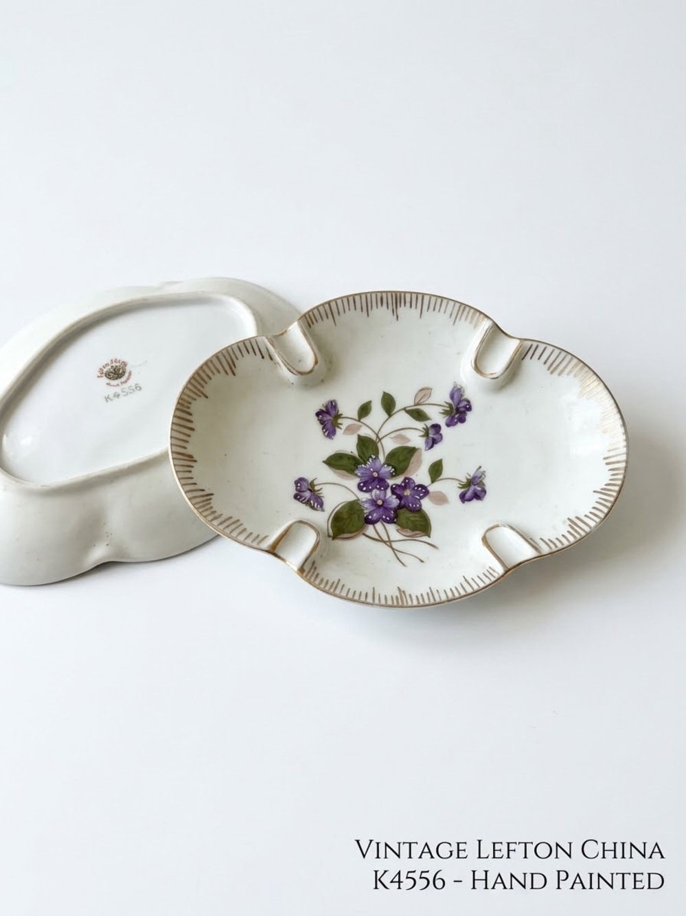 Vintage Lefton China Hand Painted Floral Tray K4556